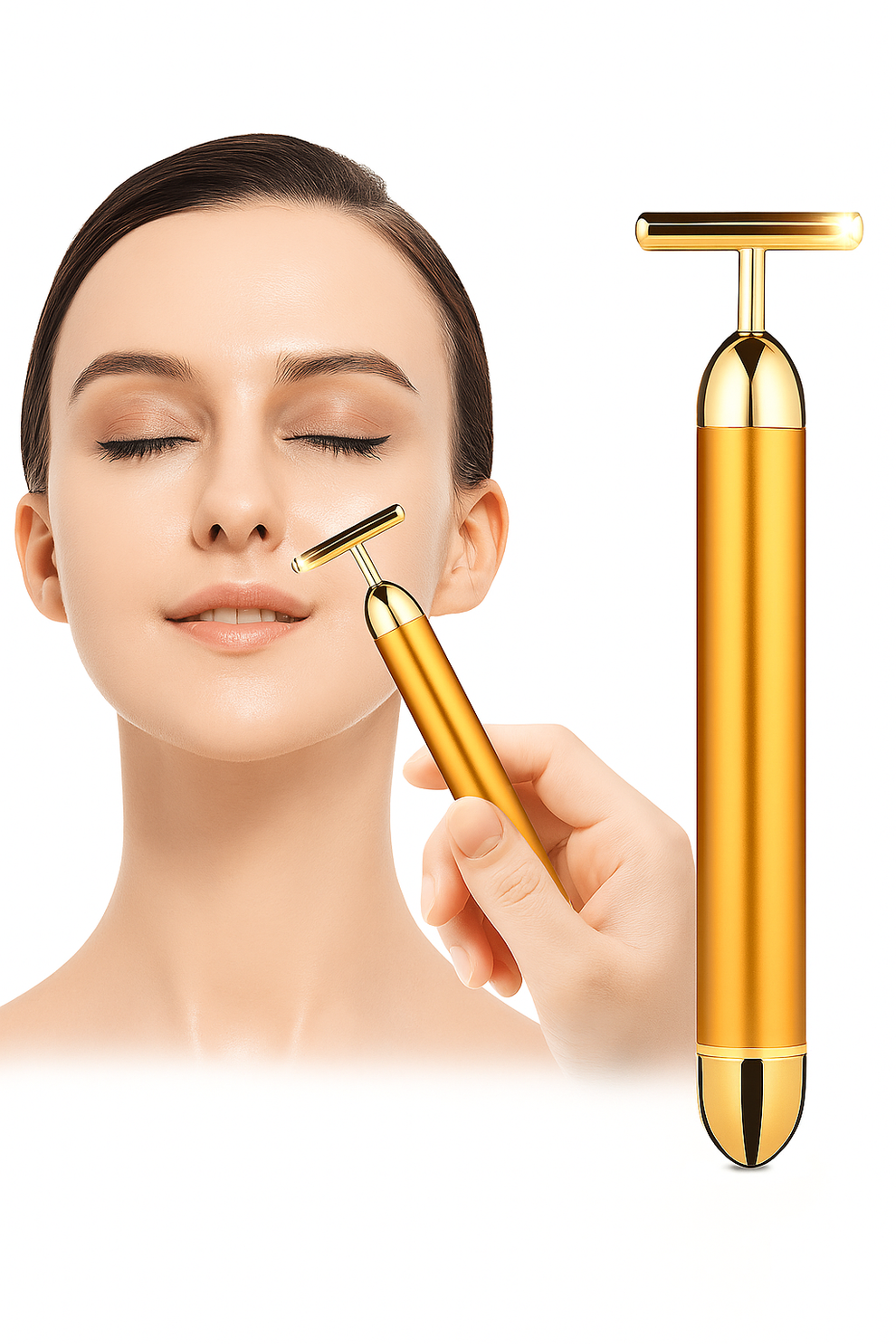 24K Gold Energy Beauty Bar Electric Facial Massage Roller