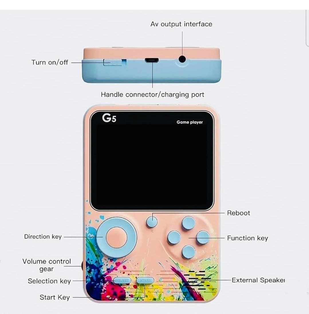 Retro Handheld Gaming Console for Kids & Adults โ 500-In-1 Built-in Classic Video Games โ Rechargeable Game Console for Boys 7-14 Years โ TV Output โ Portable Toy Gift