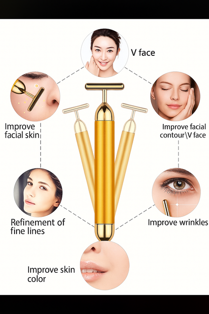 24K Gold Energy Beauty Bar Electric Facial Massage Roller