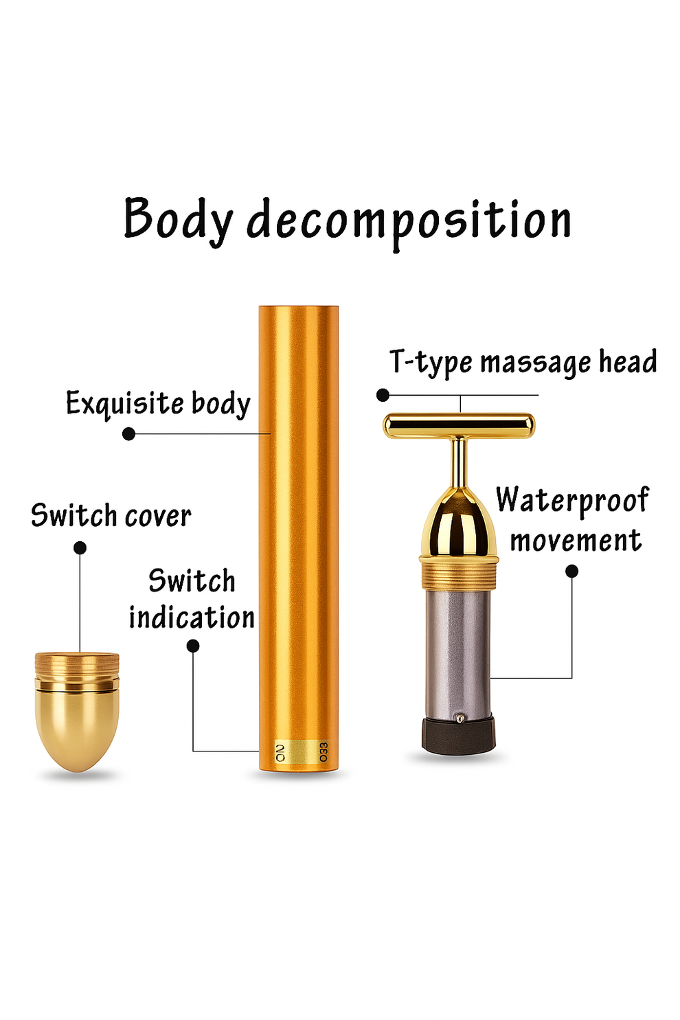 24K Gold Energy Beauty Bar Electric Facial Massage Roller