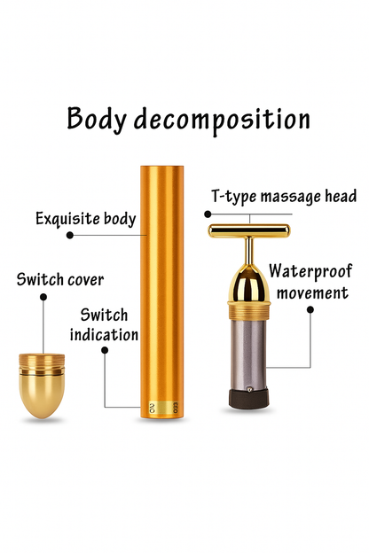 24K Gold Energy Beauty Bar Electric Facial Massage Roller