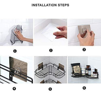 Kitchen Organiser Corner Shelf - Wall Mount Stainless Steel Storage Rack ( Pack of 2)
