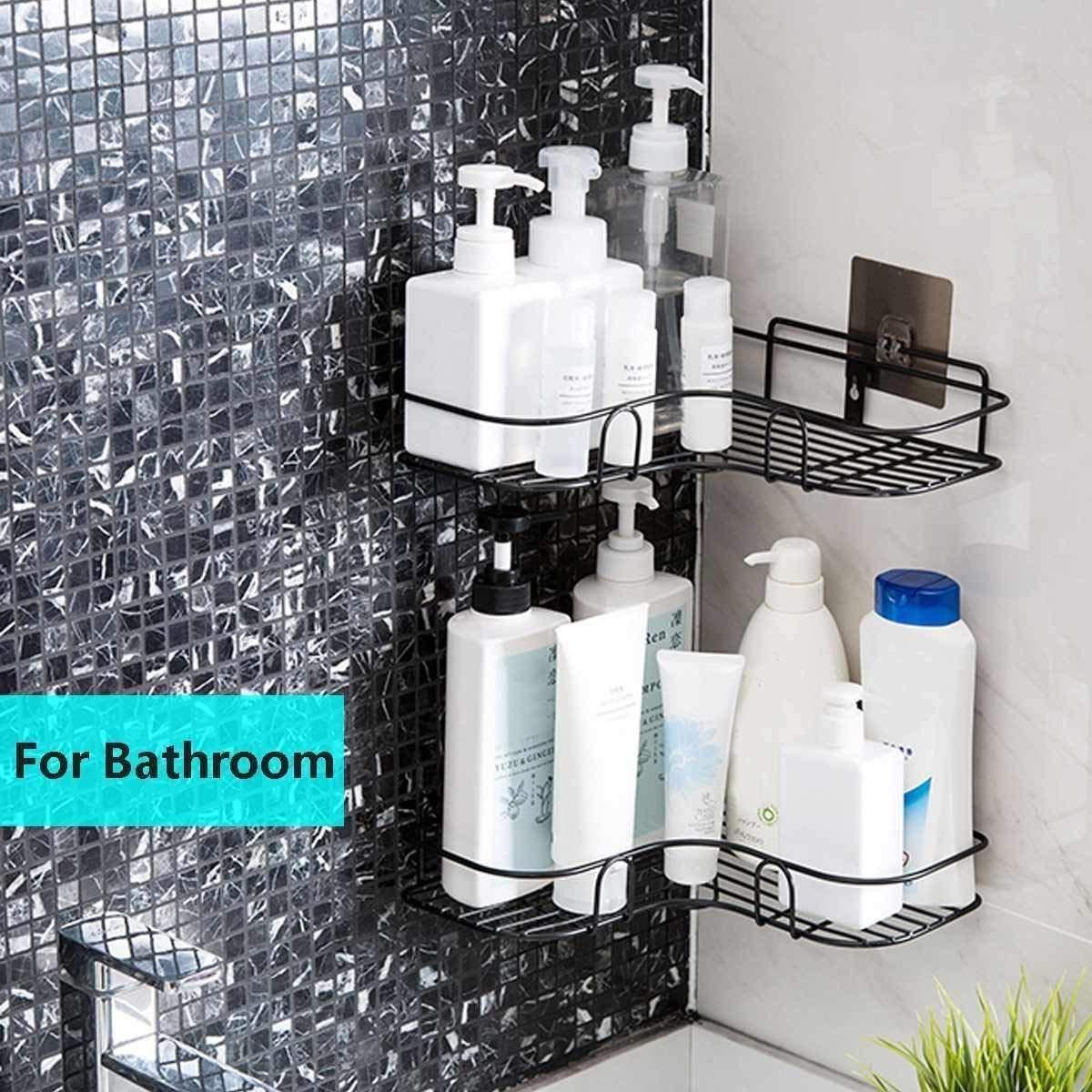 Kitchen Organiser Corner Shelf - Wall Mount Stainless Steel Storage Rack ( Pack of 2)