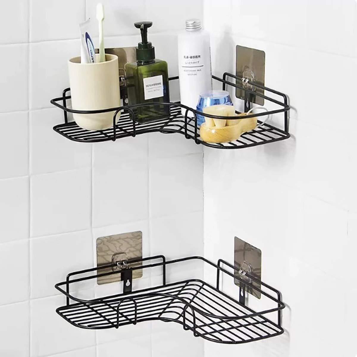 Kitchen Organiser Corner Shelf - Wall Mount Stainless Steel Storage Rack ( Pack of 2)