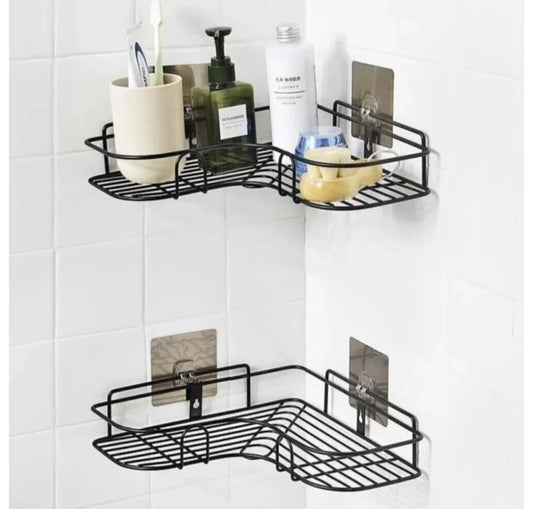 Heavy-Duty Stainless Steel Corner Shelf with Adhesive Mount – No Drilling(pack of 2)