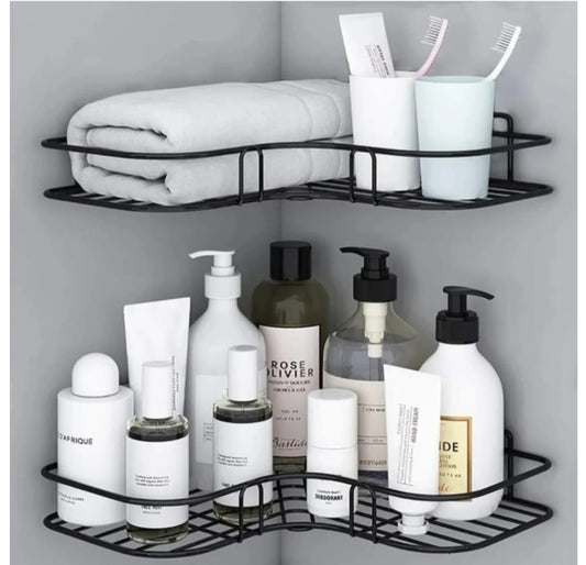 Heavy-Duty Stainless Steel Corner Shelf with Adhesive Mount – No Drilling(pack of 2)