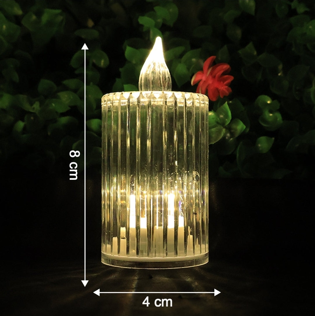 Premium Crystal Effect Led Flameless Candle Lights (8 Pc)