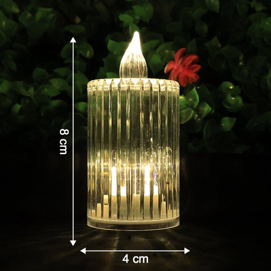 Premium Crystal Effect Led Flameless Candle Lights (8 Pc)
