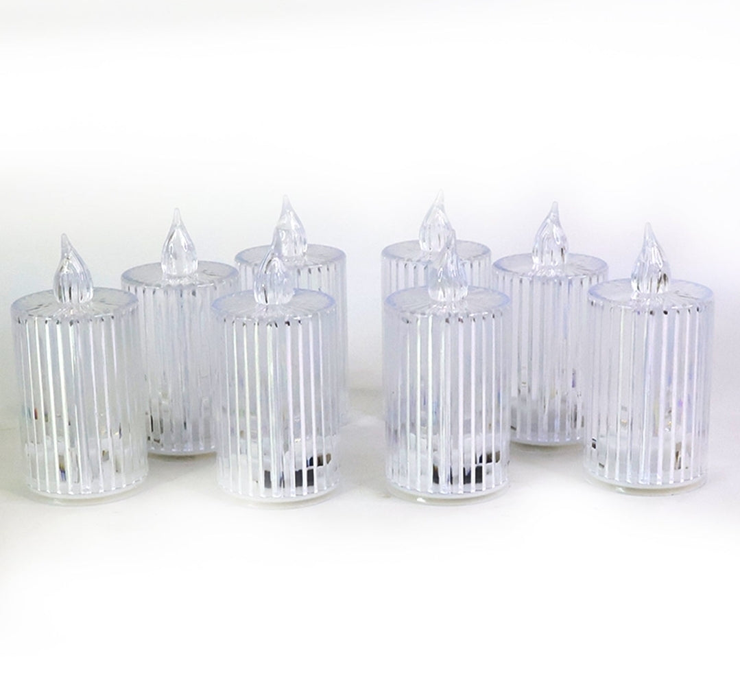 Premium Crystal Effect Led Flameless Candle Lights (8 Pc)