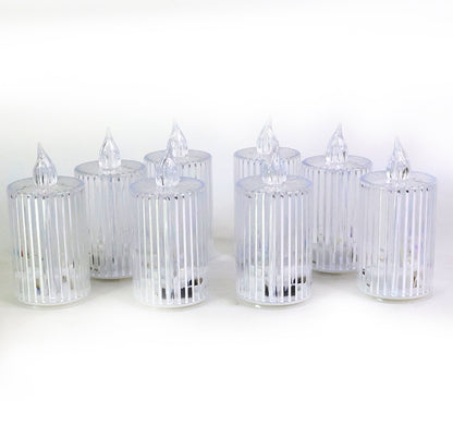 Premium Crystal Effect Led Flameless Candle Lights (8 Pc)