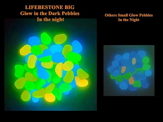 100 PCS Glow in The Dark Rocks – Luminous Pebbles for Aquarium, Garden & Home Décor