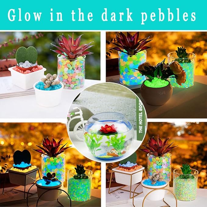 100 PCS Glow in The Dark Rocks – Luminous Pebbles for Aquarium, Garden & Home Décor